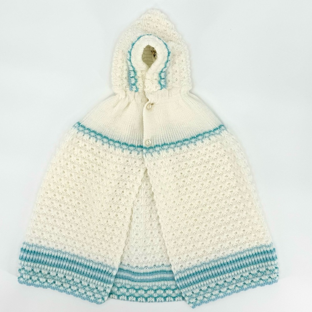 Vintage Hand-Made in Great Britain Crochet Pixie Hooded Poncho